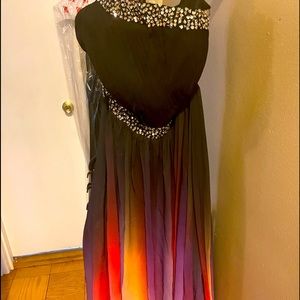 One shoulder Evening floor length gown
